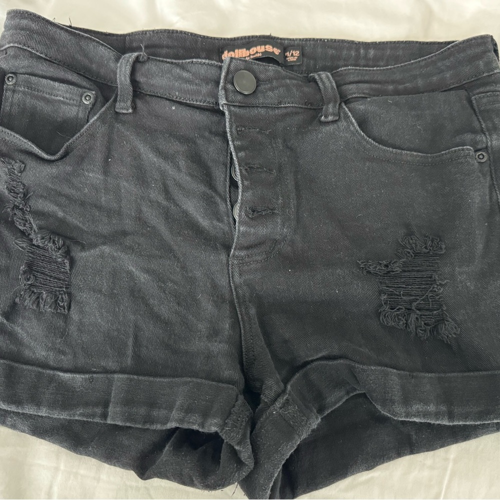 Dollhouse Black Jean Shorts Distressed Cut-Off Style